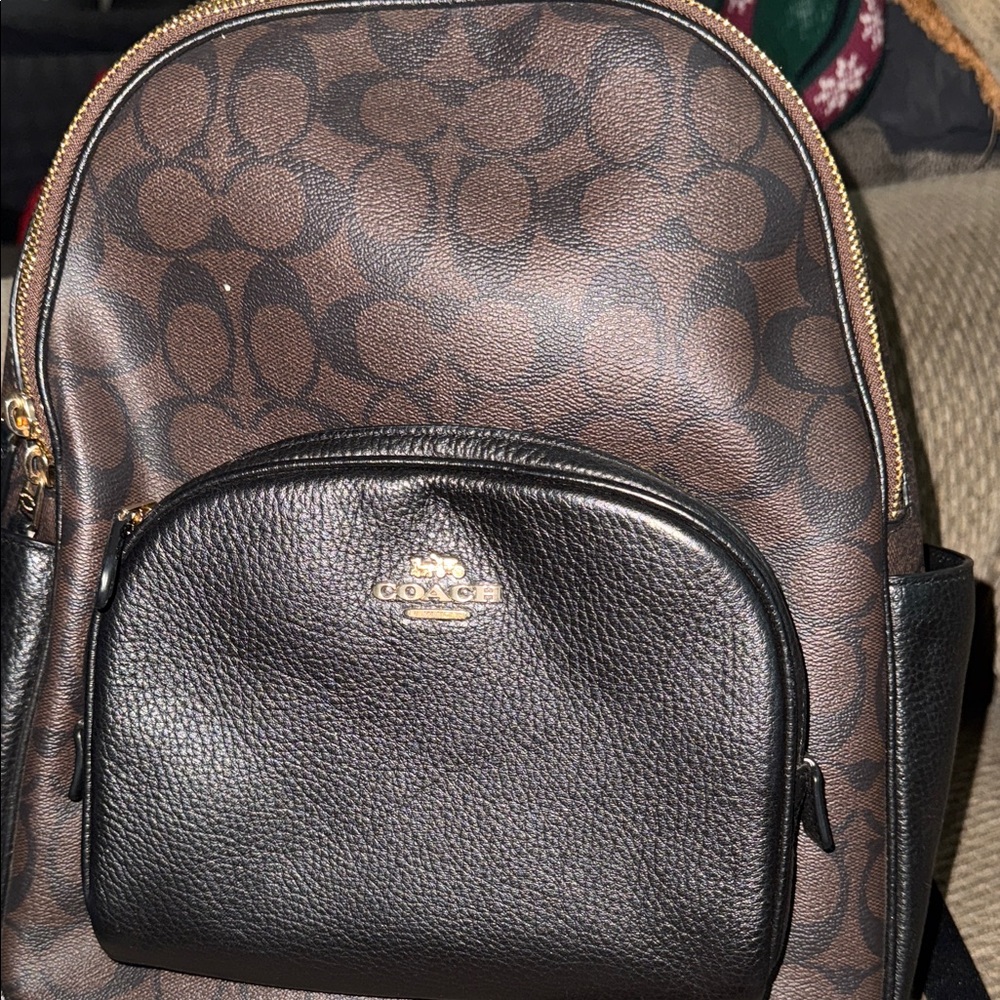 Coach Signature Brown and Black Backpack